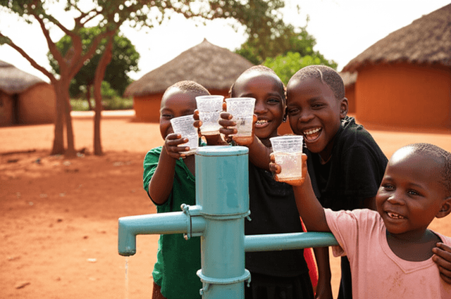 Children drinking clean water